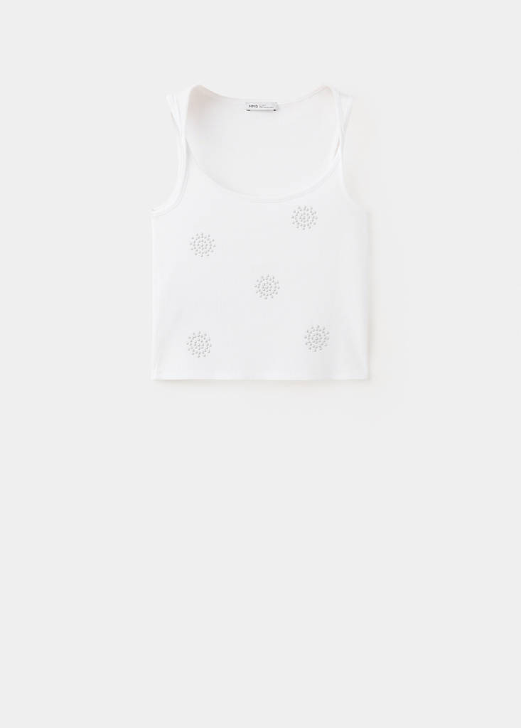 Strappy top with rhinestone detail — Off White