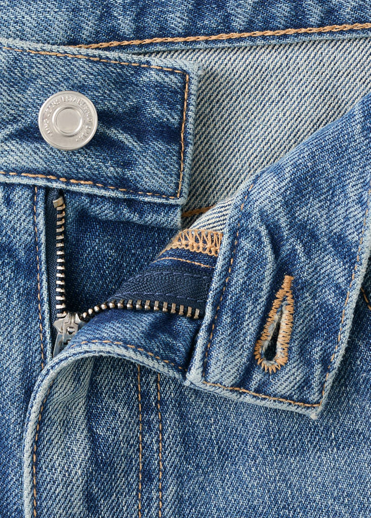 Low-rise straight jeans with contrast stripe — Dark Blue