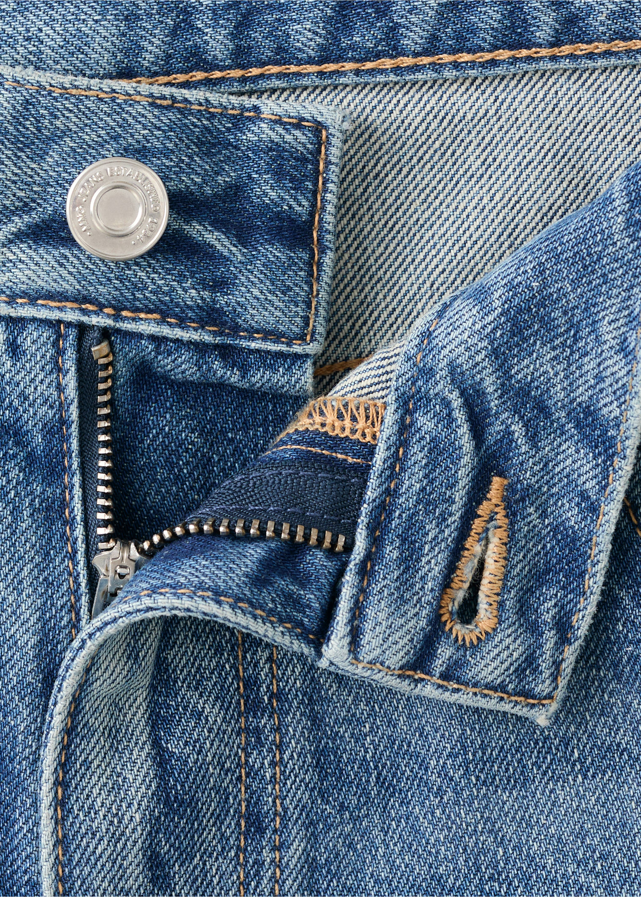 Low-rise jeans with contrast stripe - Details of the article 8, Dark Blue. Ref: 27047940-00.