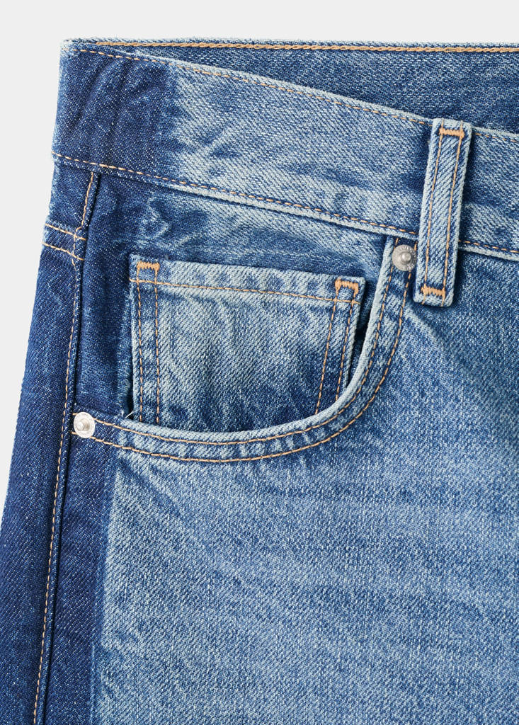 Low-rise straight jeans with contrast stripe — Dark Blue