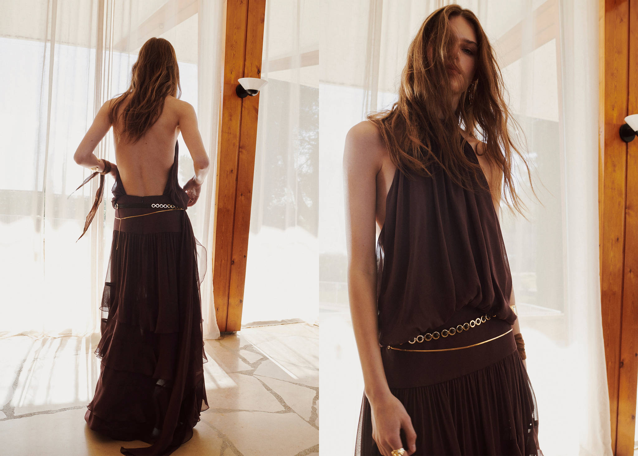 Halter dress with ruffles - Panoramic plane