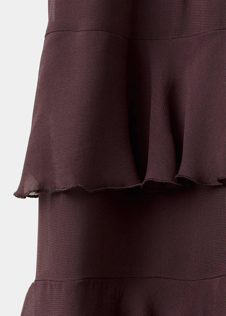 Halter dress with ruffles — Brown