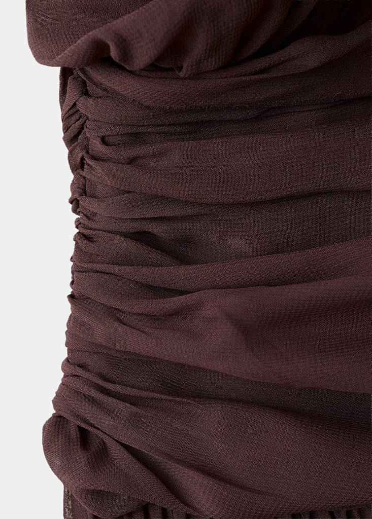 Halter dress with ruffles — Brown