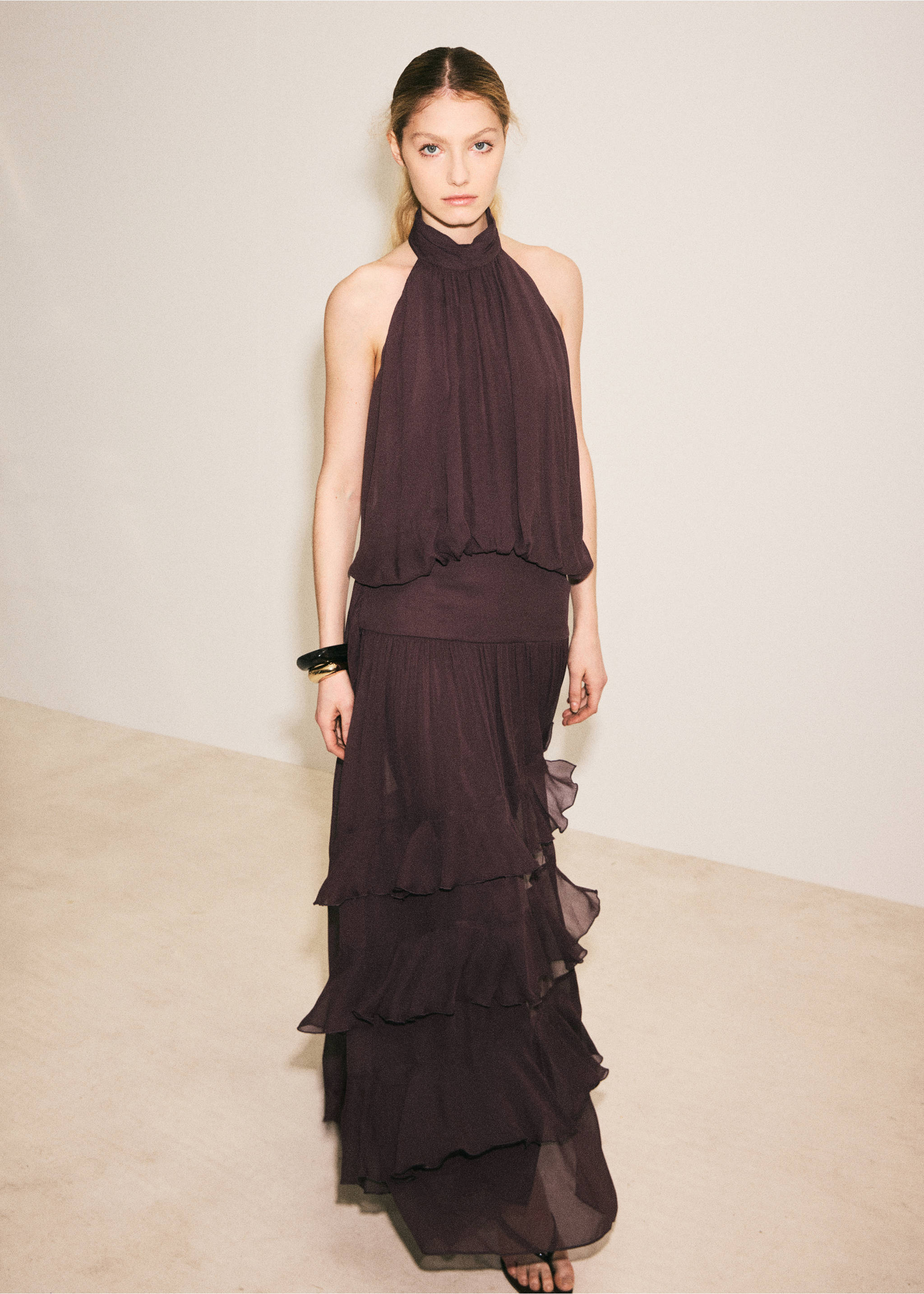 Ruffled dress - General plane, Brown. Ref: 27047941-01.