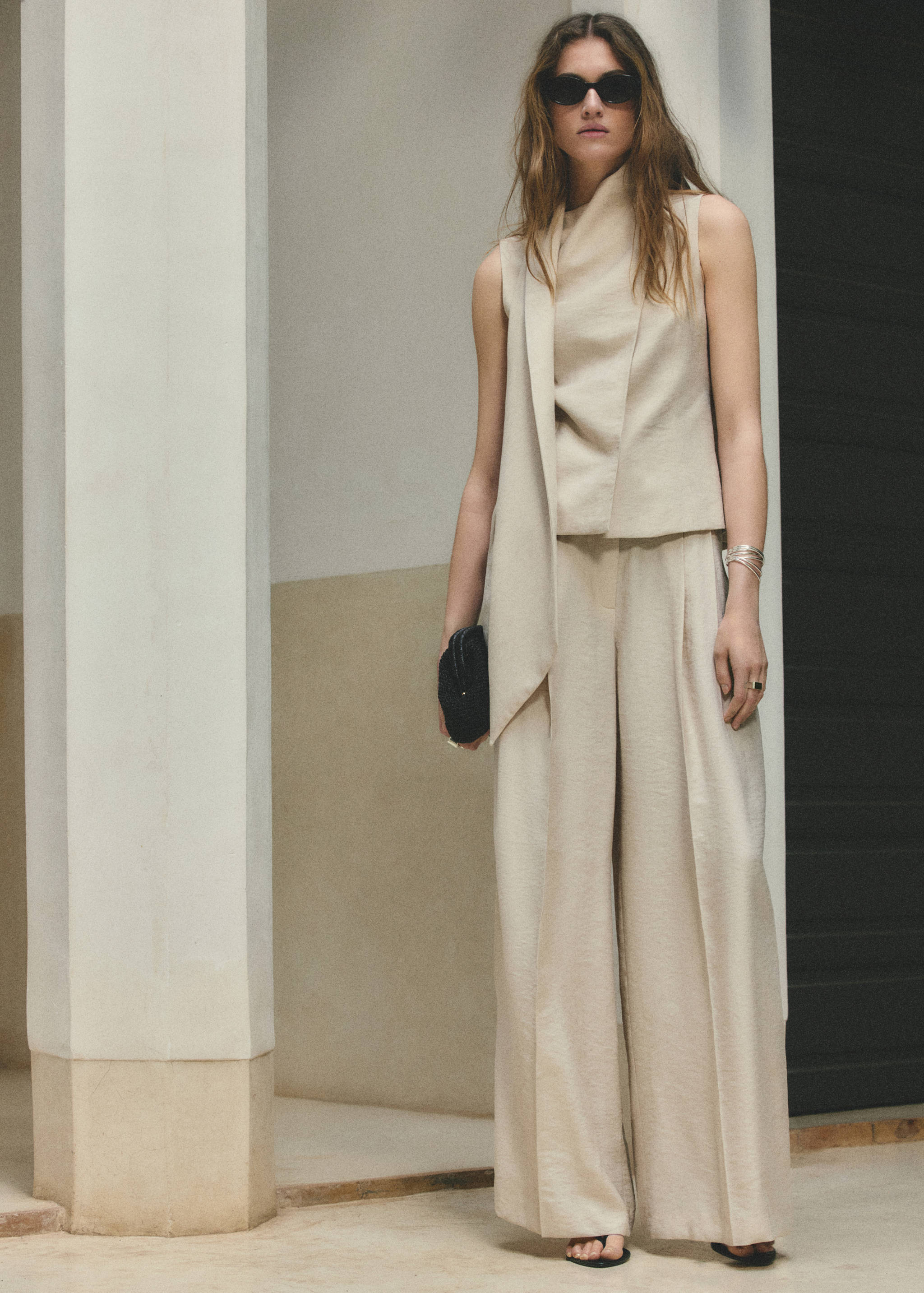 Top en lyocell avec col foulard - Plan général