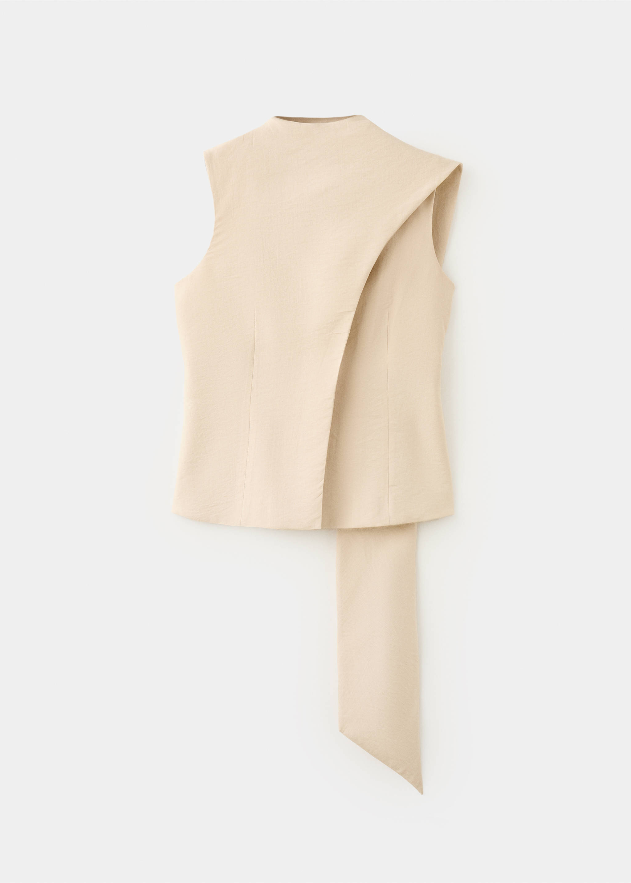Lyocell neck scarf top - Article without model, Light/Pastel Grey. Ref: 27047942-00.