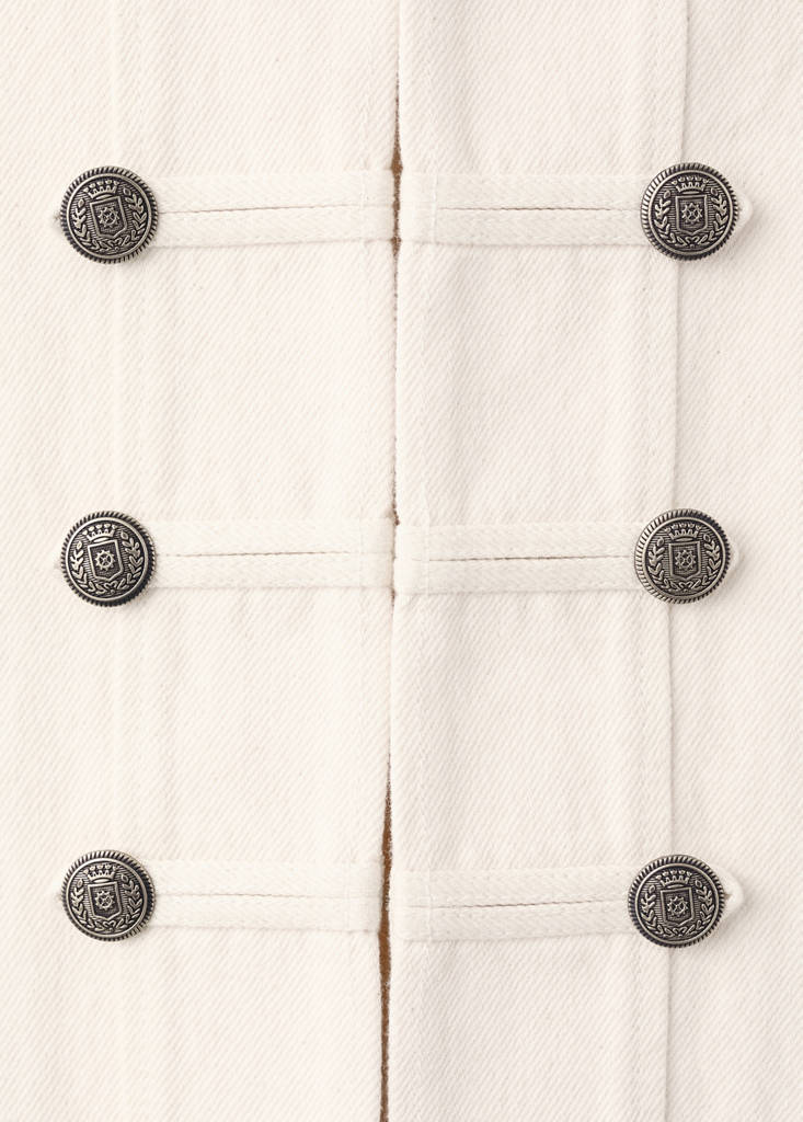 Fitted jacket with band collar — Ecru