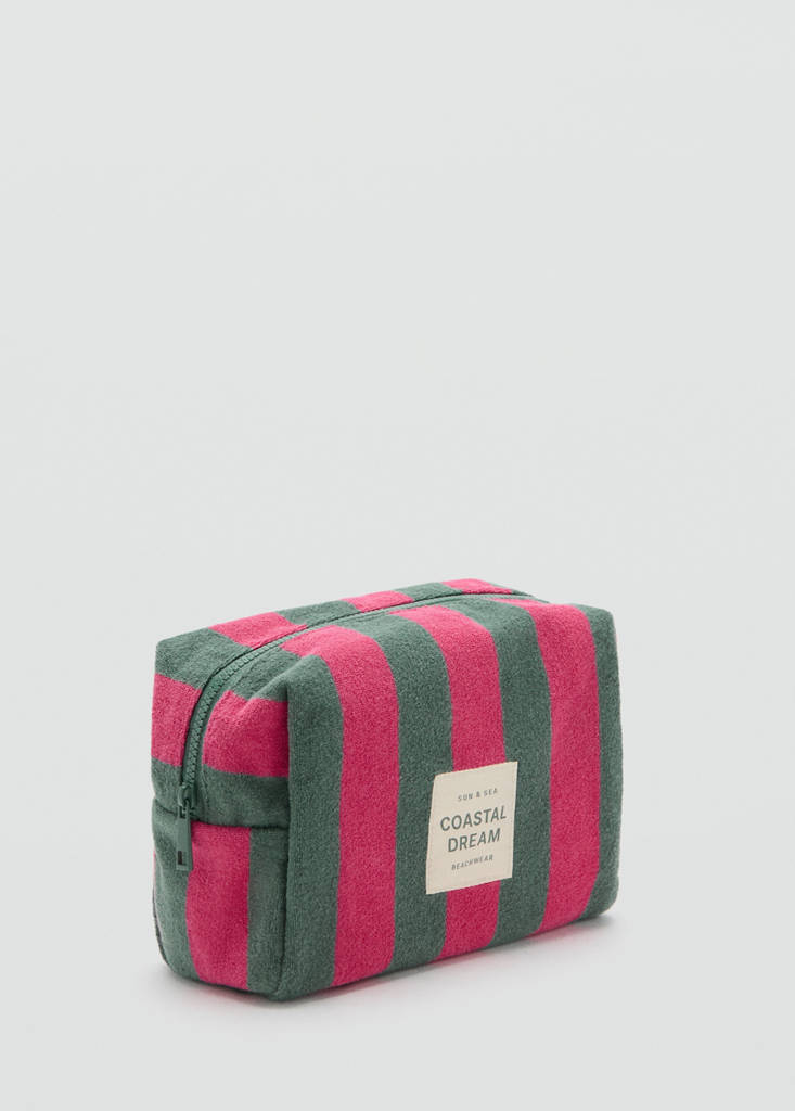 Striped cotton toiletry bag