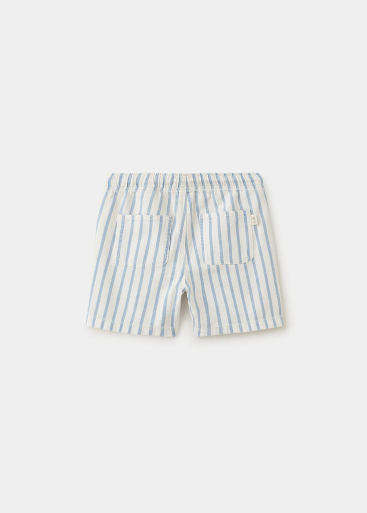 Striped denim shorts — Sky Blue