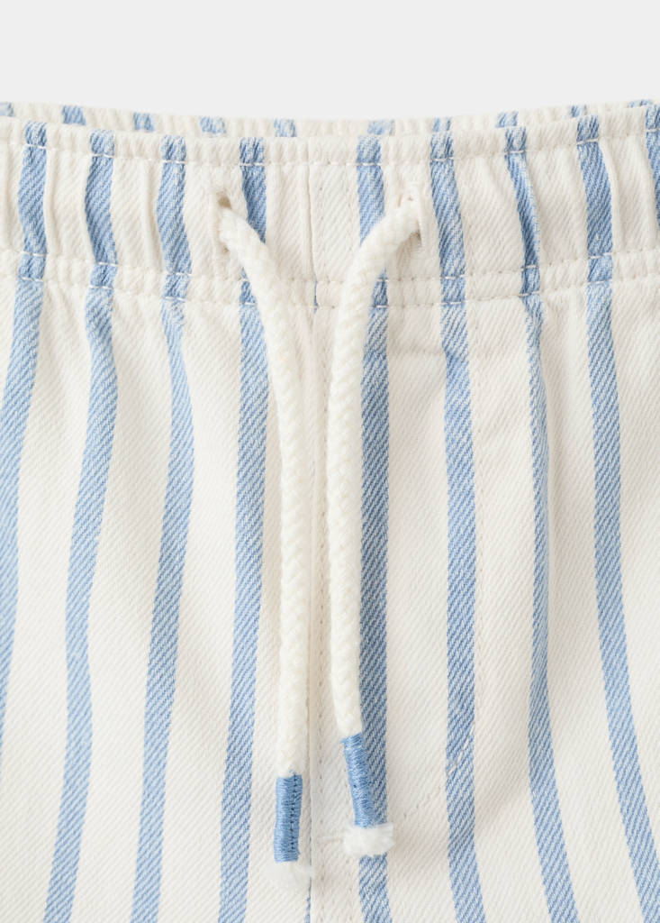 Striped denim shorts — Sky Blue