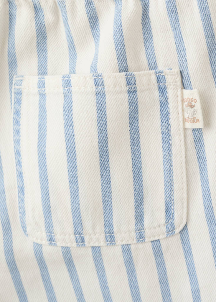 Striped denim shorts — Sky Blue