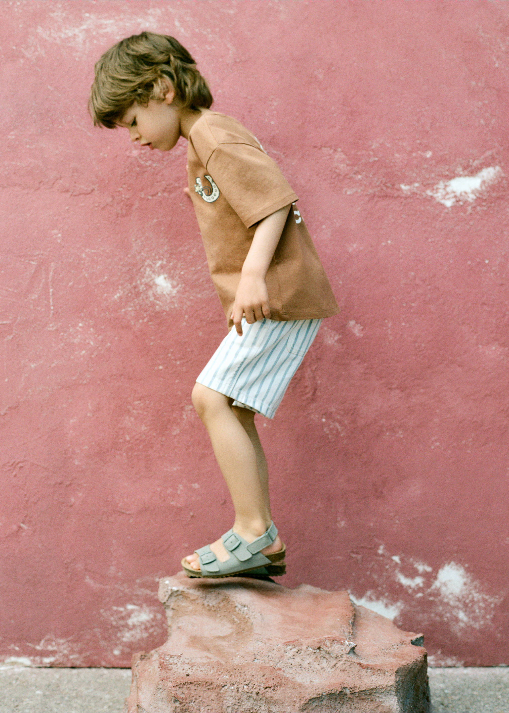 Смугасті джинсові шорти - Детальніше про товар 5, Світло-блакитний. Ref: 27048264-00.