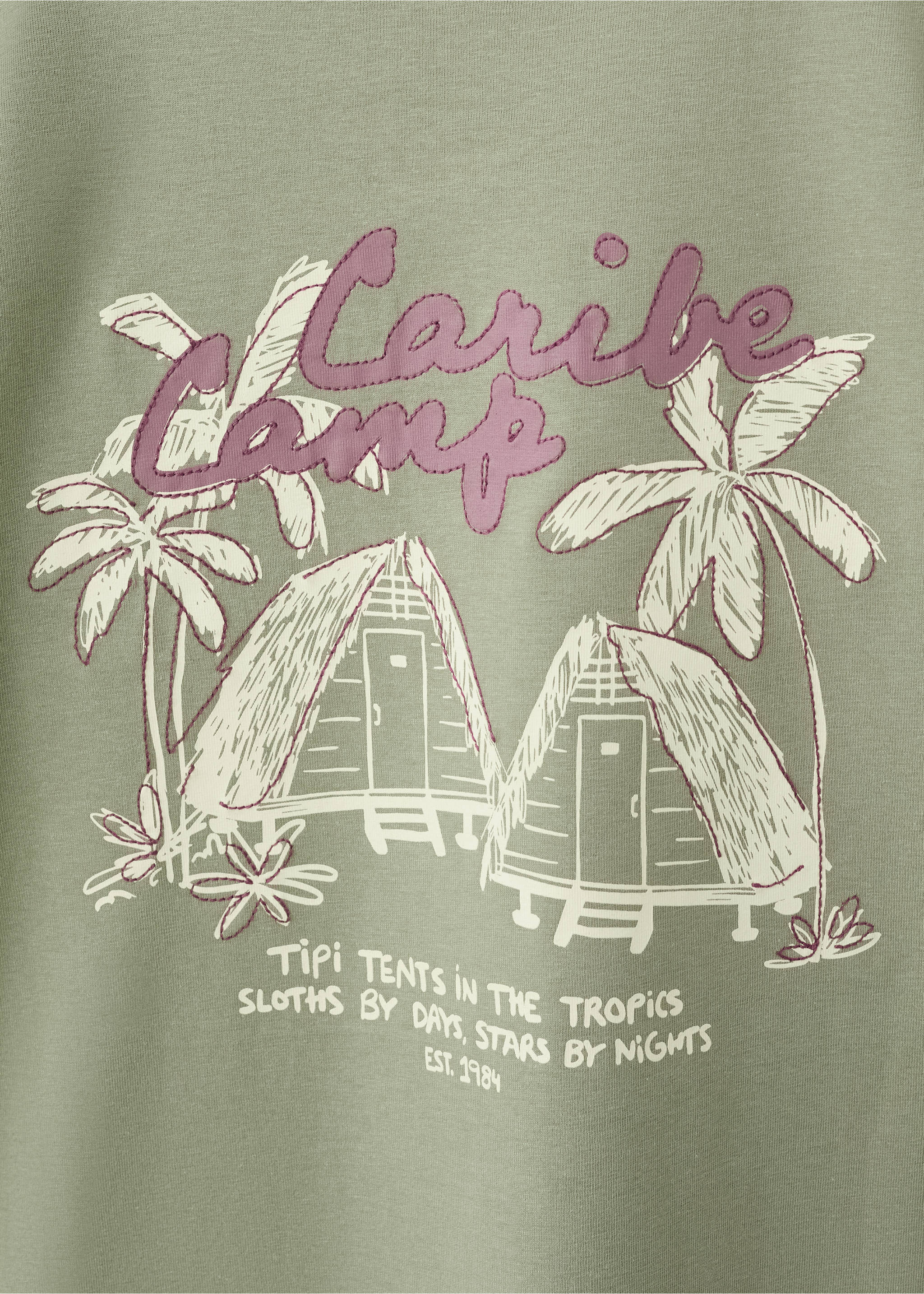 Printed cotton-blend t-shirt - Details of the article 0, Medium Green. Ref: 27048265-00.