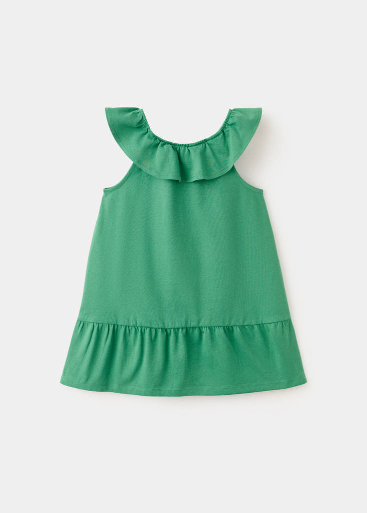 Frill cotton dress — Pastel Green