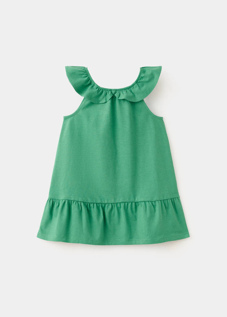 Frill cotton dress — Pastel Green