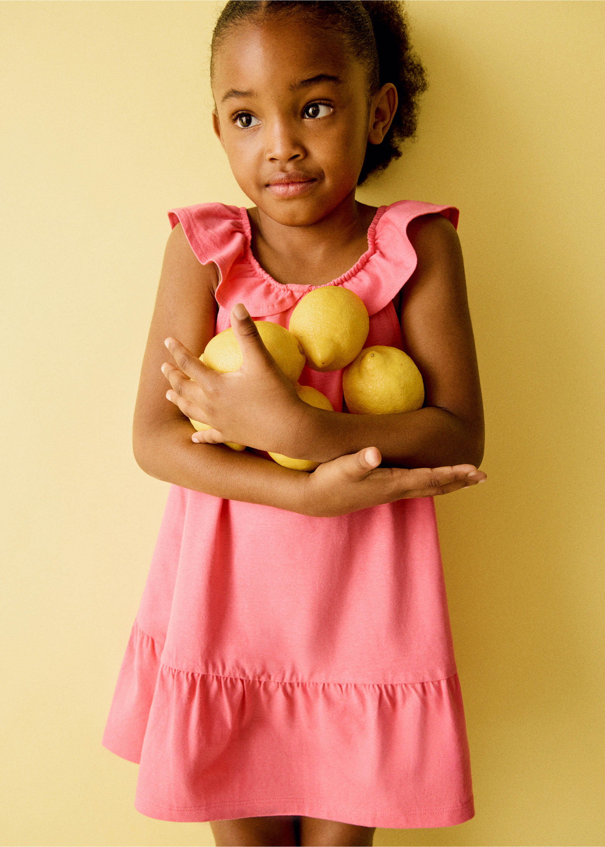 Frill cotton dress - General plane, Fuchsia. Ref: 27048266-00.