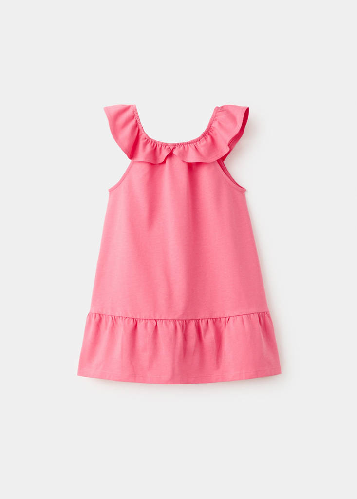 Frill cotton dress — Fuchsia