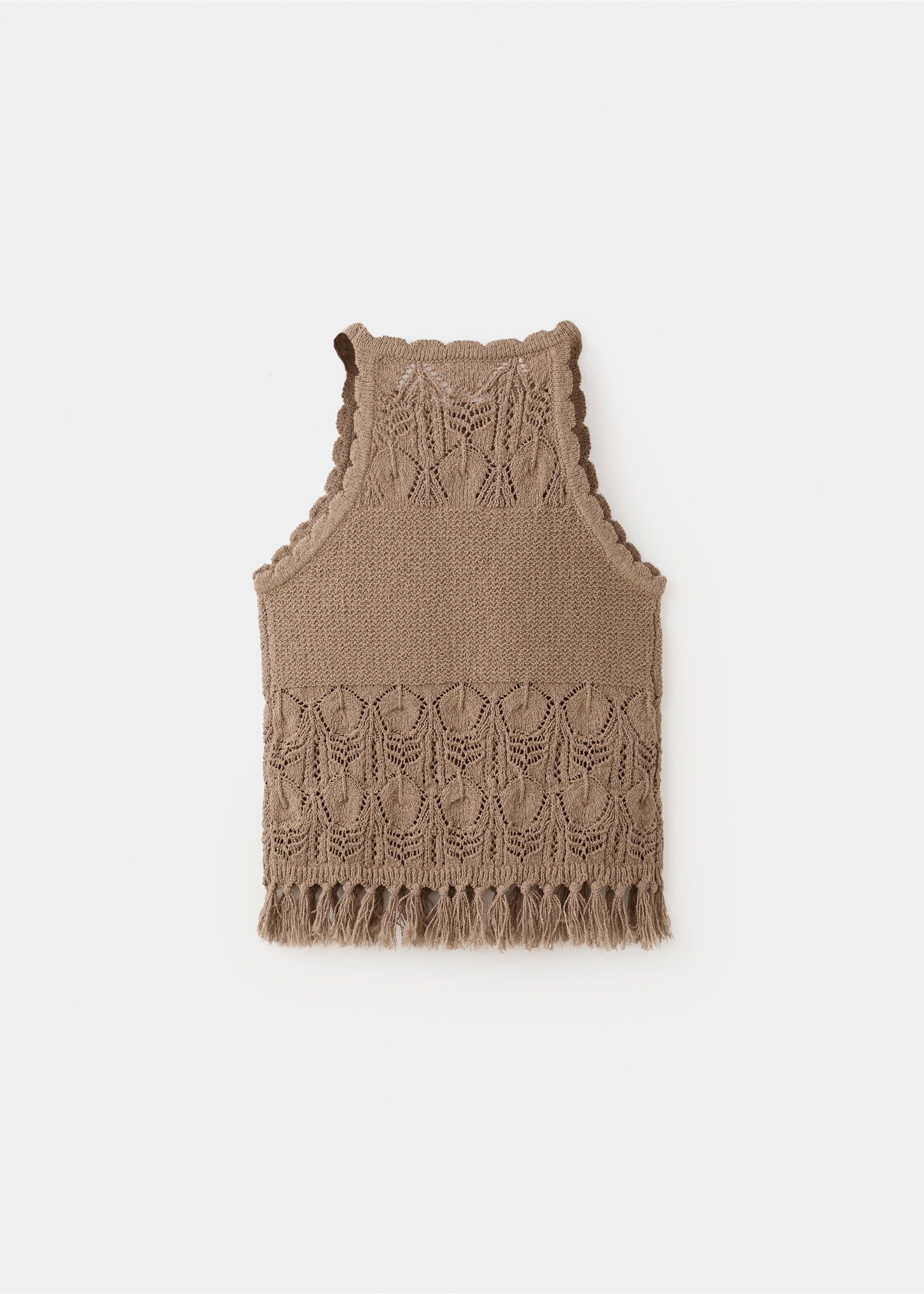 Crochet top with fringe detail - Reverse of the article, Brown. Ref: 27048268-00.