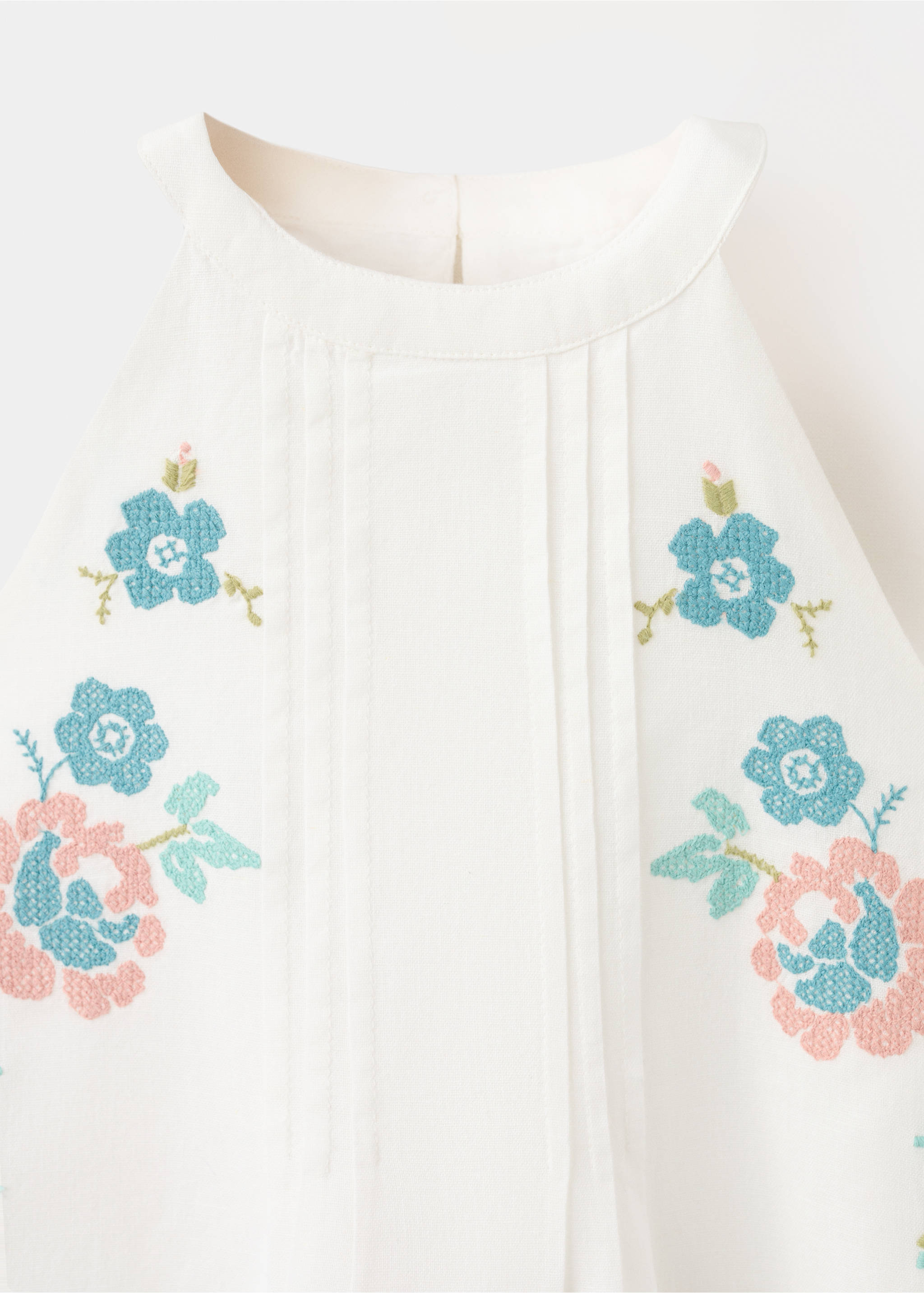 Robe brodée fleurs - Détail de l'article 8, Blanc cassé. Ref: 27048270-00.