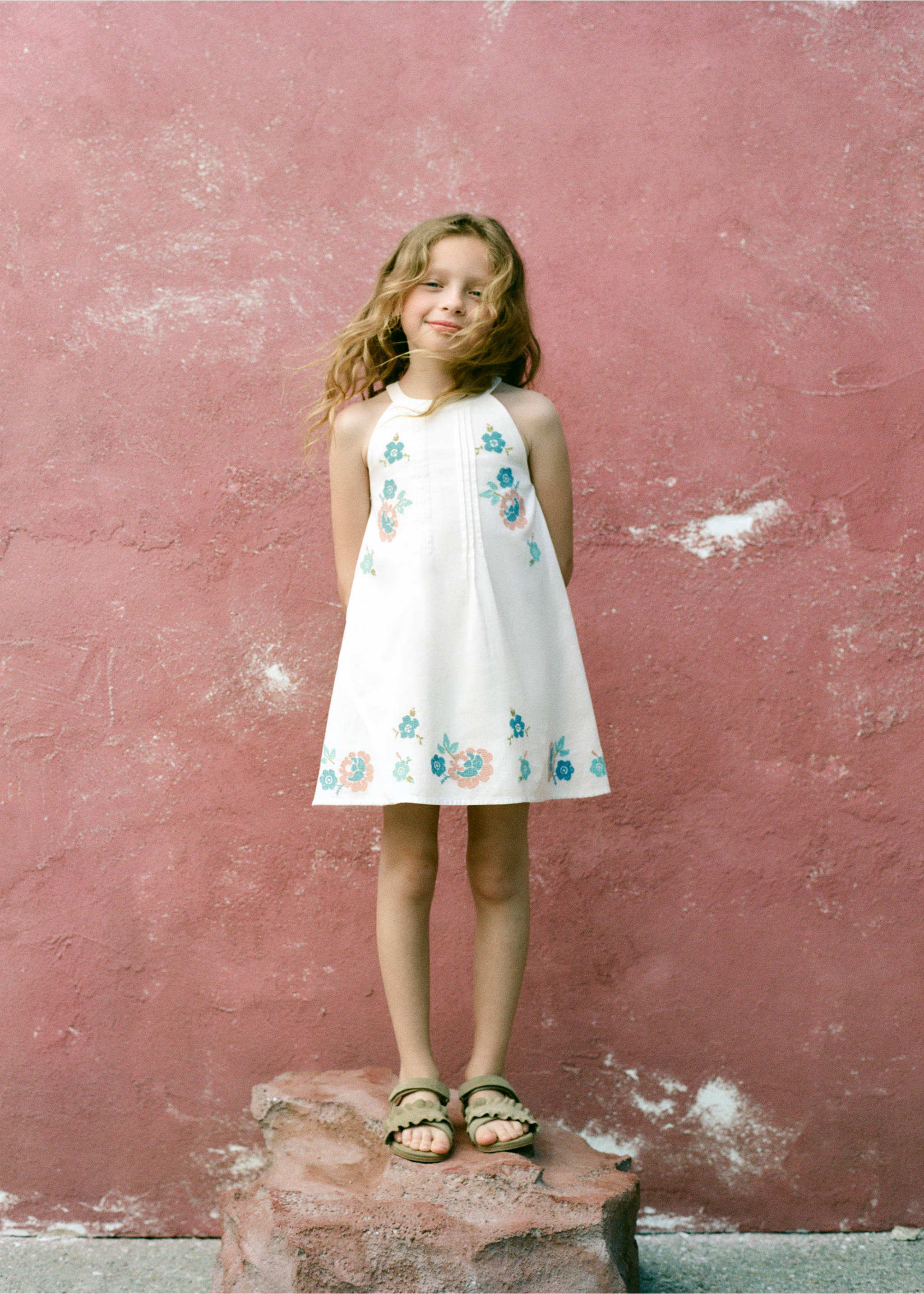 Floral embroidery dress - Details of the article 5, Off White. Ref: 27048270-00.