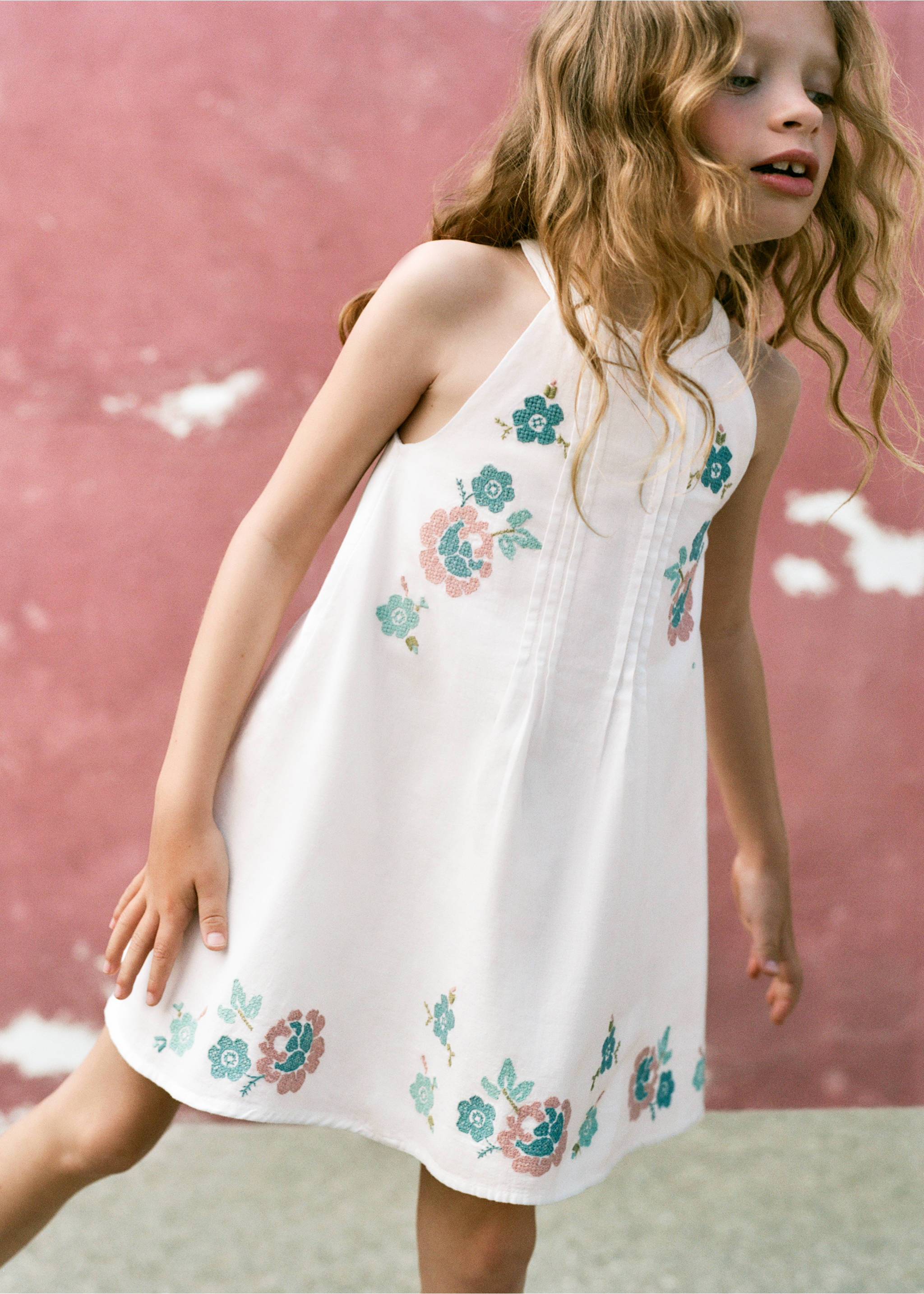 Floral embroidery dress - Details of the article 6, Off White. Ref: 27048270-00.