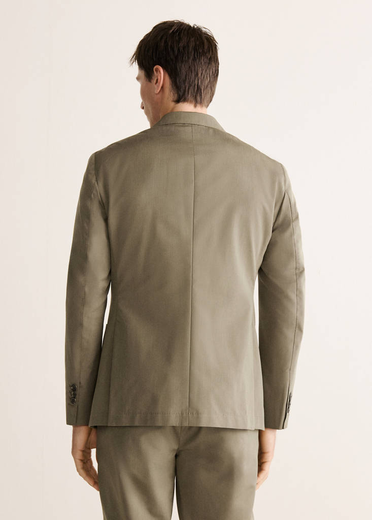 Slim fit wool-cotton suit jacket — Khaki