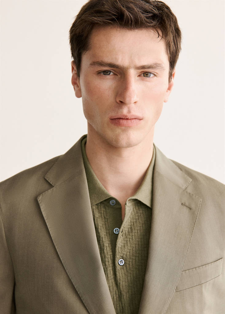 Slim fit wool-cotton suit jacket — Khaki