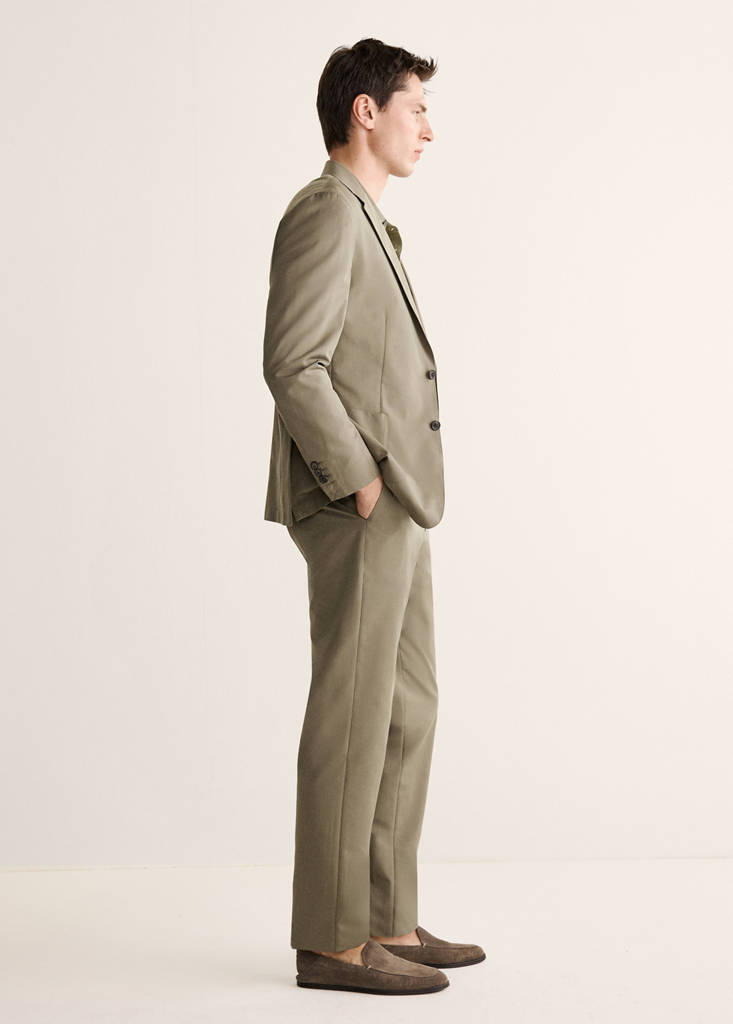 Slim fit wool-cotton suit jacket — Khaki