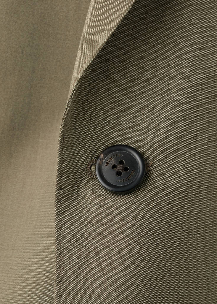Slim fit wool-cotton suit jacket — Khaki