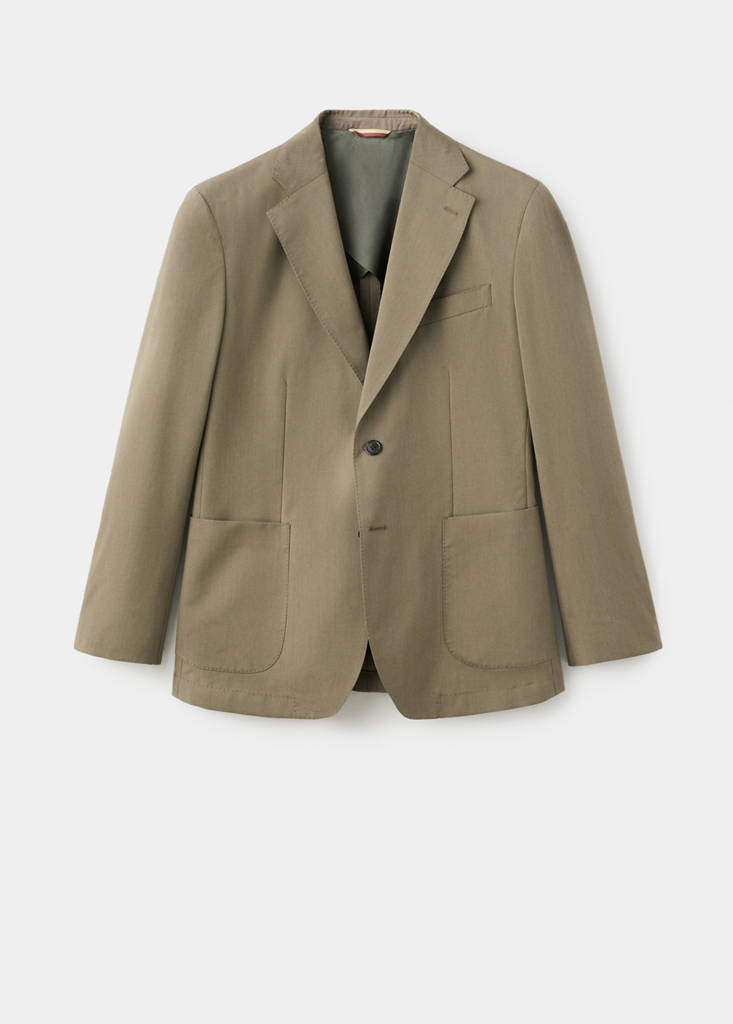 Slim fit wool-cotton suit jacket — Khaki