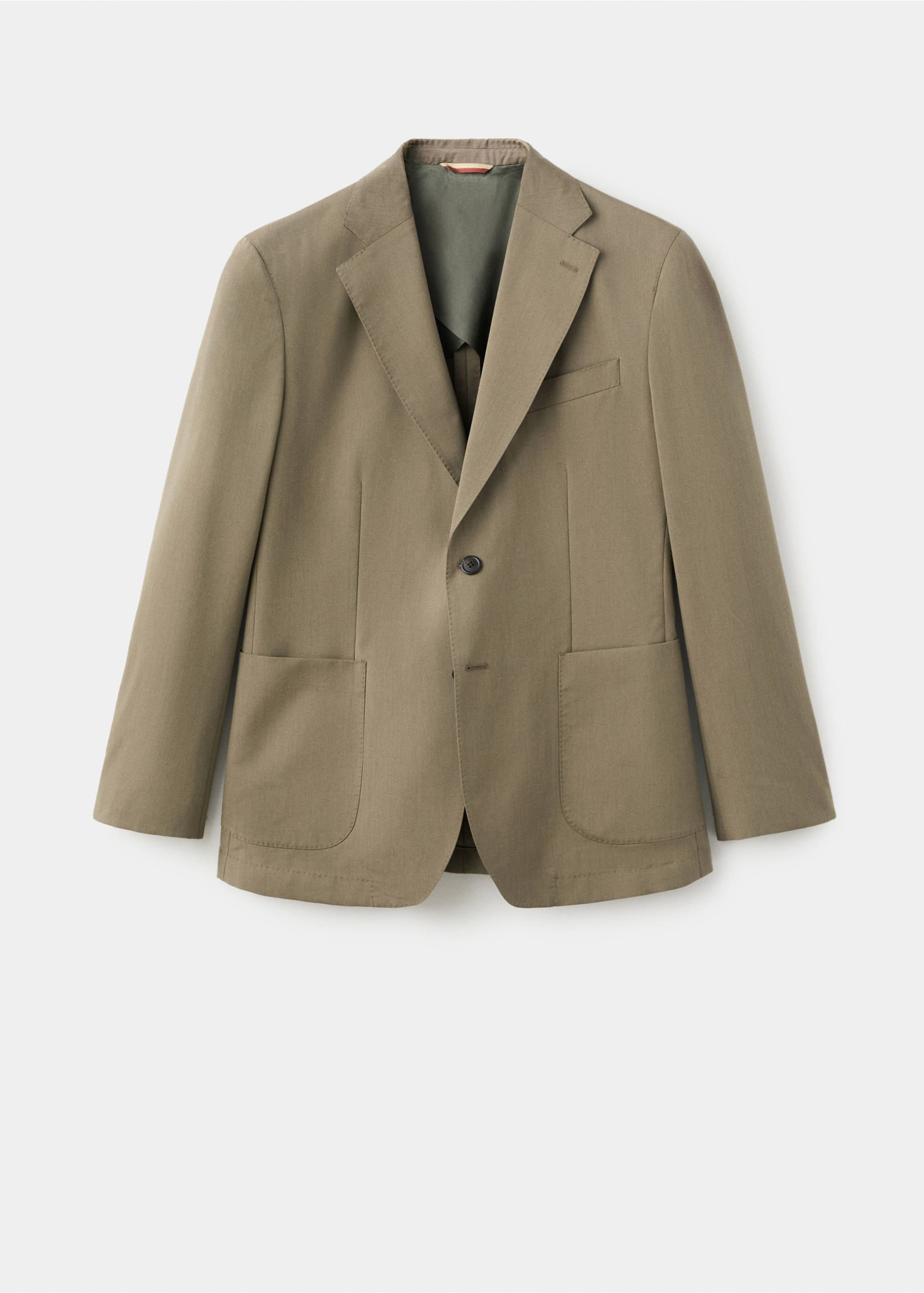 Slim fit wool-cotton suit jacket - Article without model, Khaki. Ref: 27048271-00.
