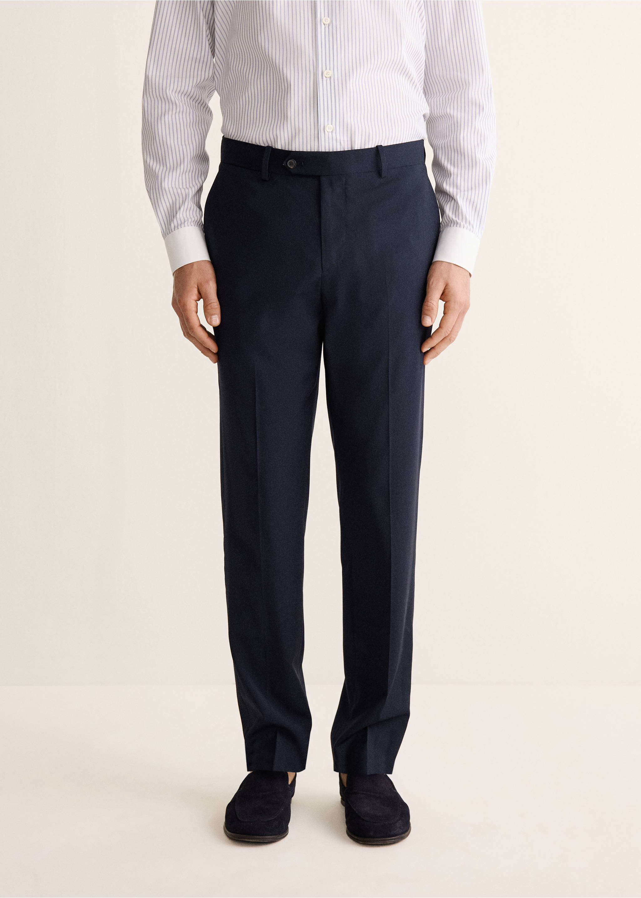 Pantalon de costume Venise 100 % laine - Plan moyen, Bleu marine. Ref: 27048272-00.