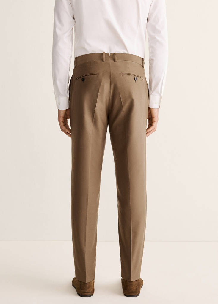 Slim fit lyocell and cotton suit trousers — Tobacco Brown