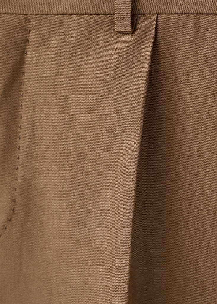 Slim fit lyocell and cotton suit trousers — Tobacco Brown