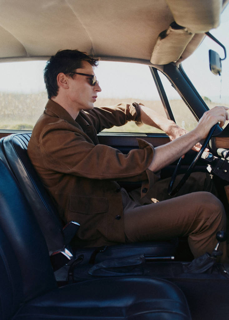 Slim fit lyocell and cotton suit trousers — Tobacco Brown