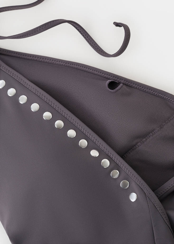 Halter swimsuit with studs — Grey