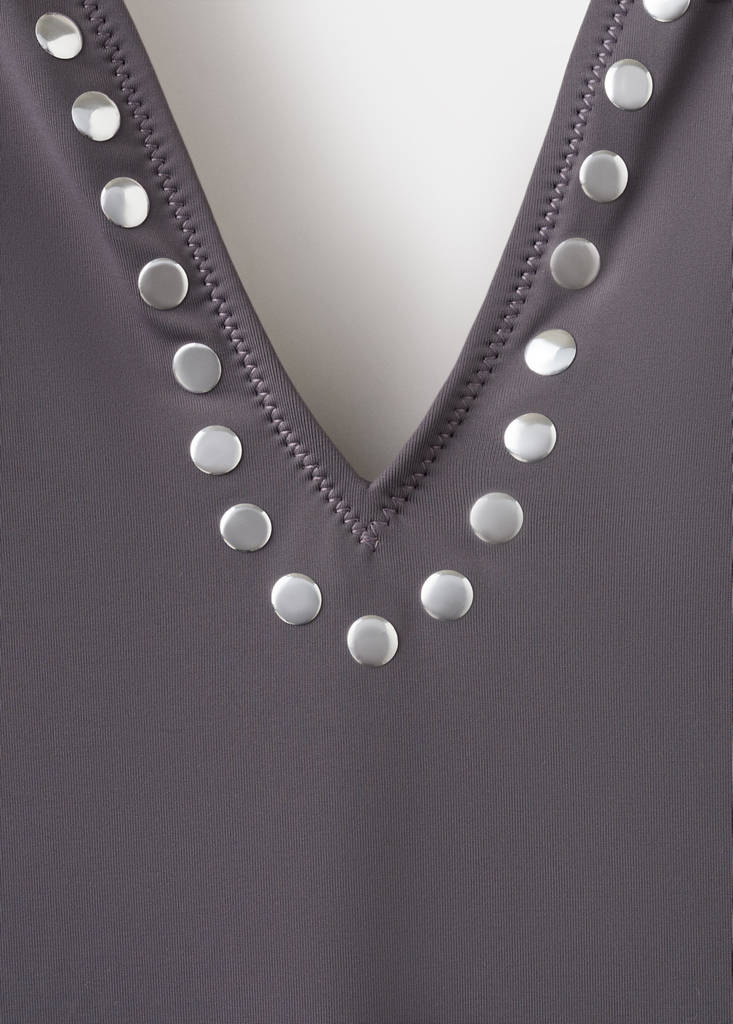 Halter swimsuit with studs — Grey