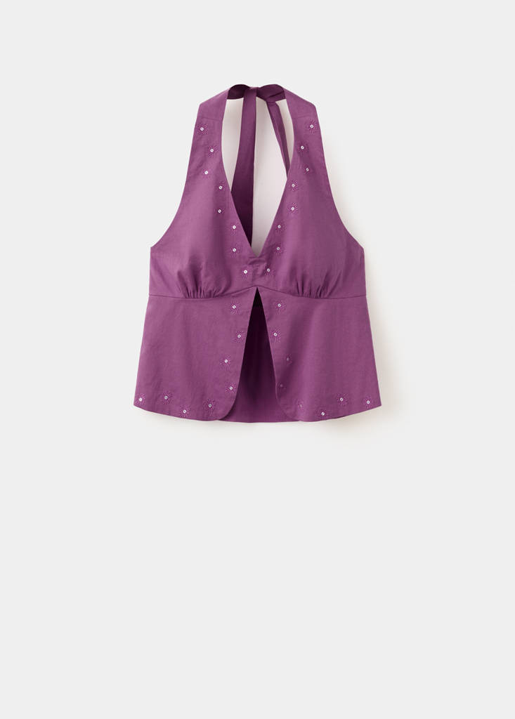 Halter-neck top with buttons — Lilac
