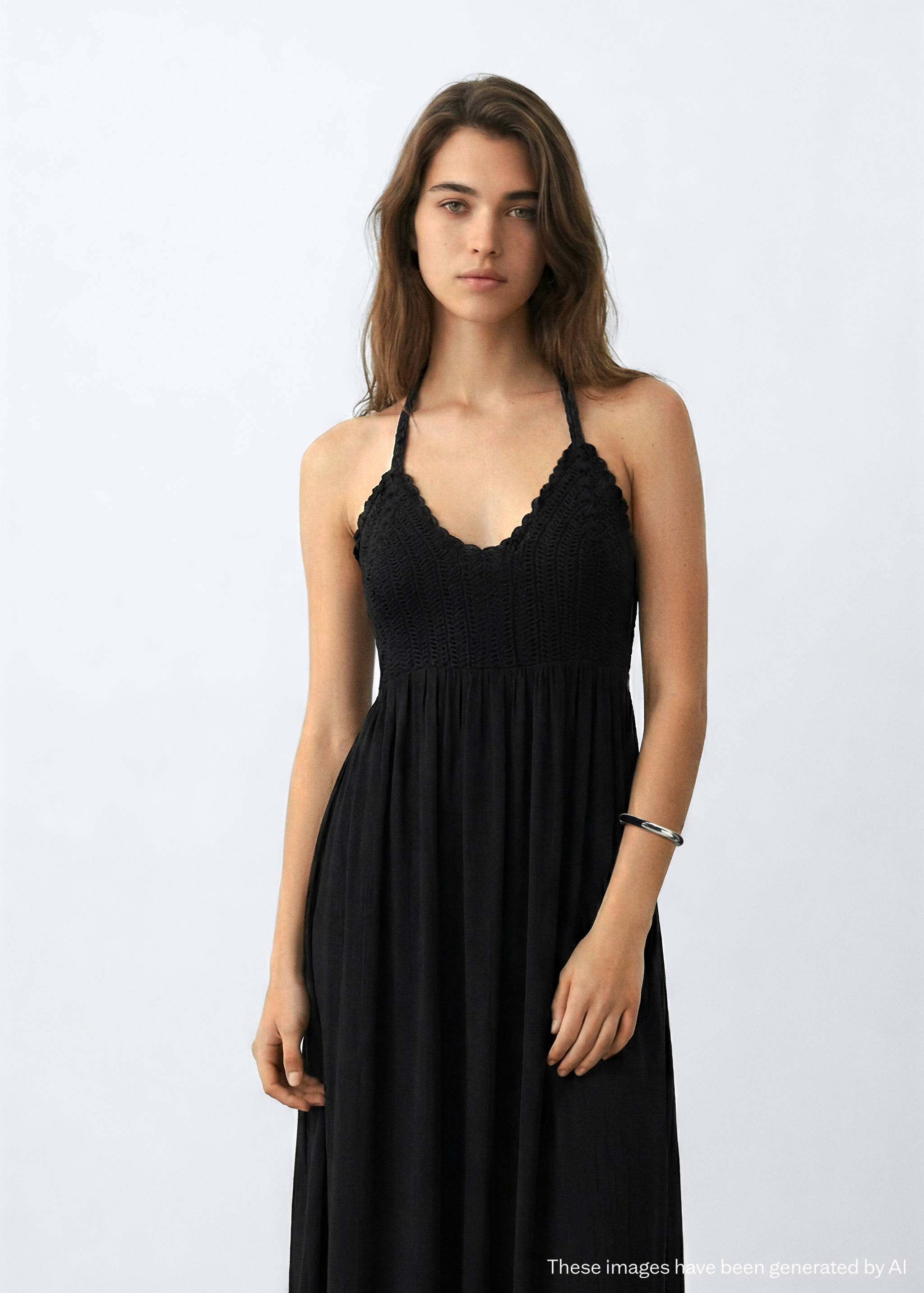 Long dress with crochet detail - Medium plane