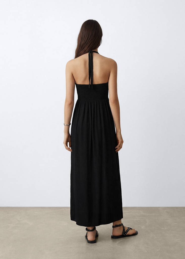 Long dress with crochet detail — Black