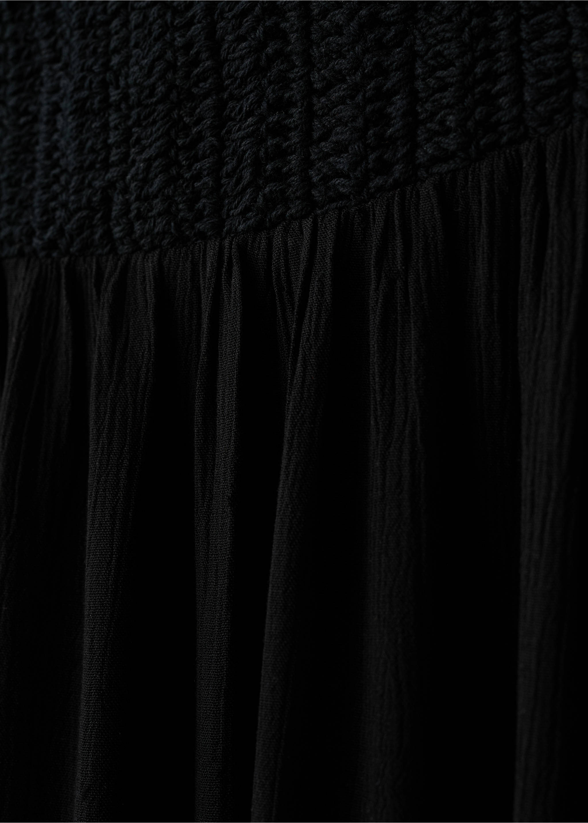 Long dress with crochet detail - Details of the article 0, Black. Ref: 27048651-00.