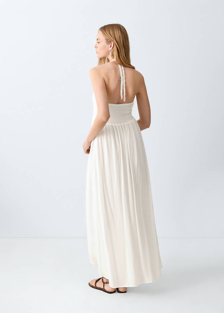 Long dress with crochet detail — Off White