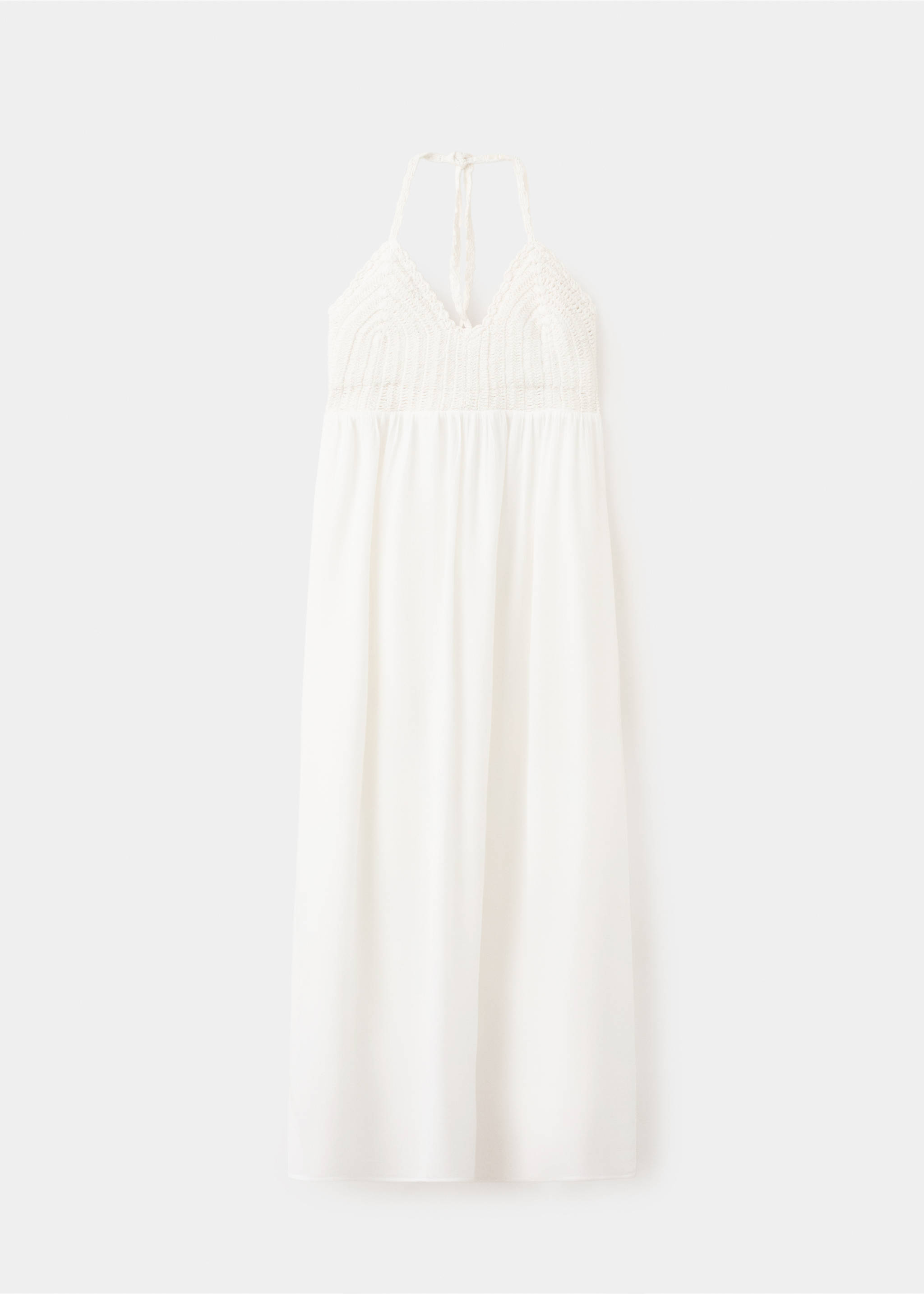 Robe longue avec détail en crochet - Article sans modèle, Blanc cassé. Ref: 27048652-00.