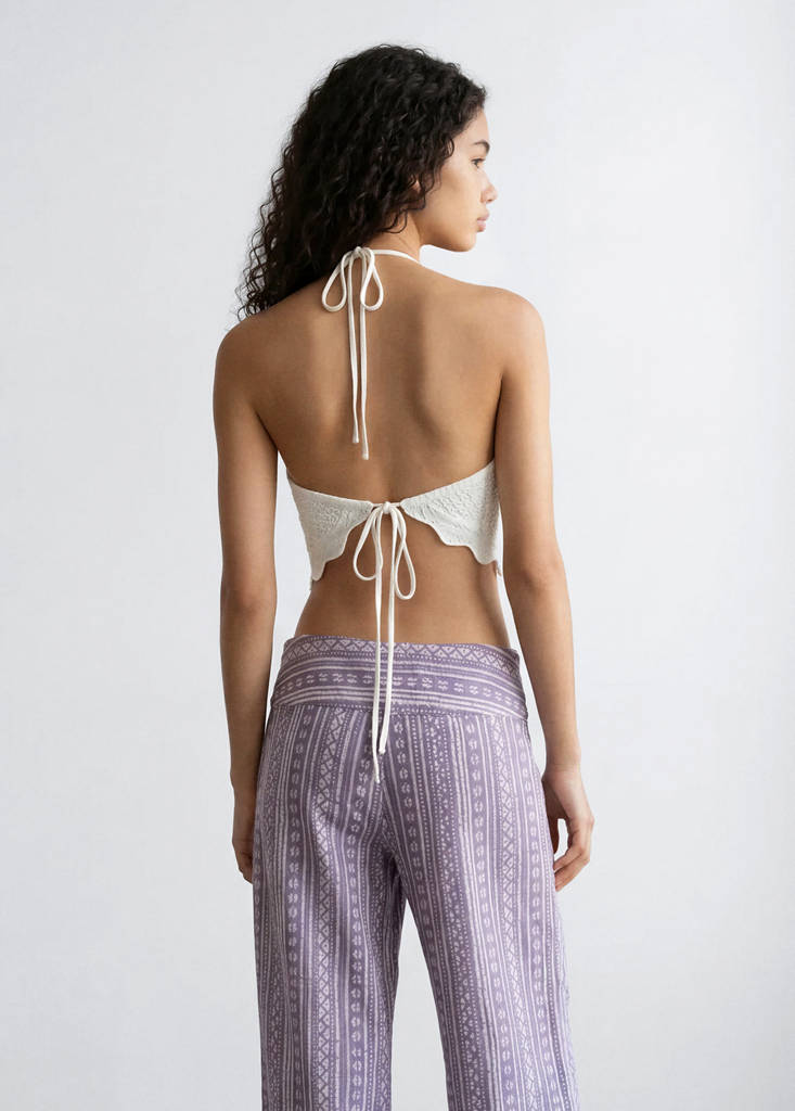 Halter top with open back — Ecru