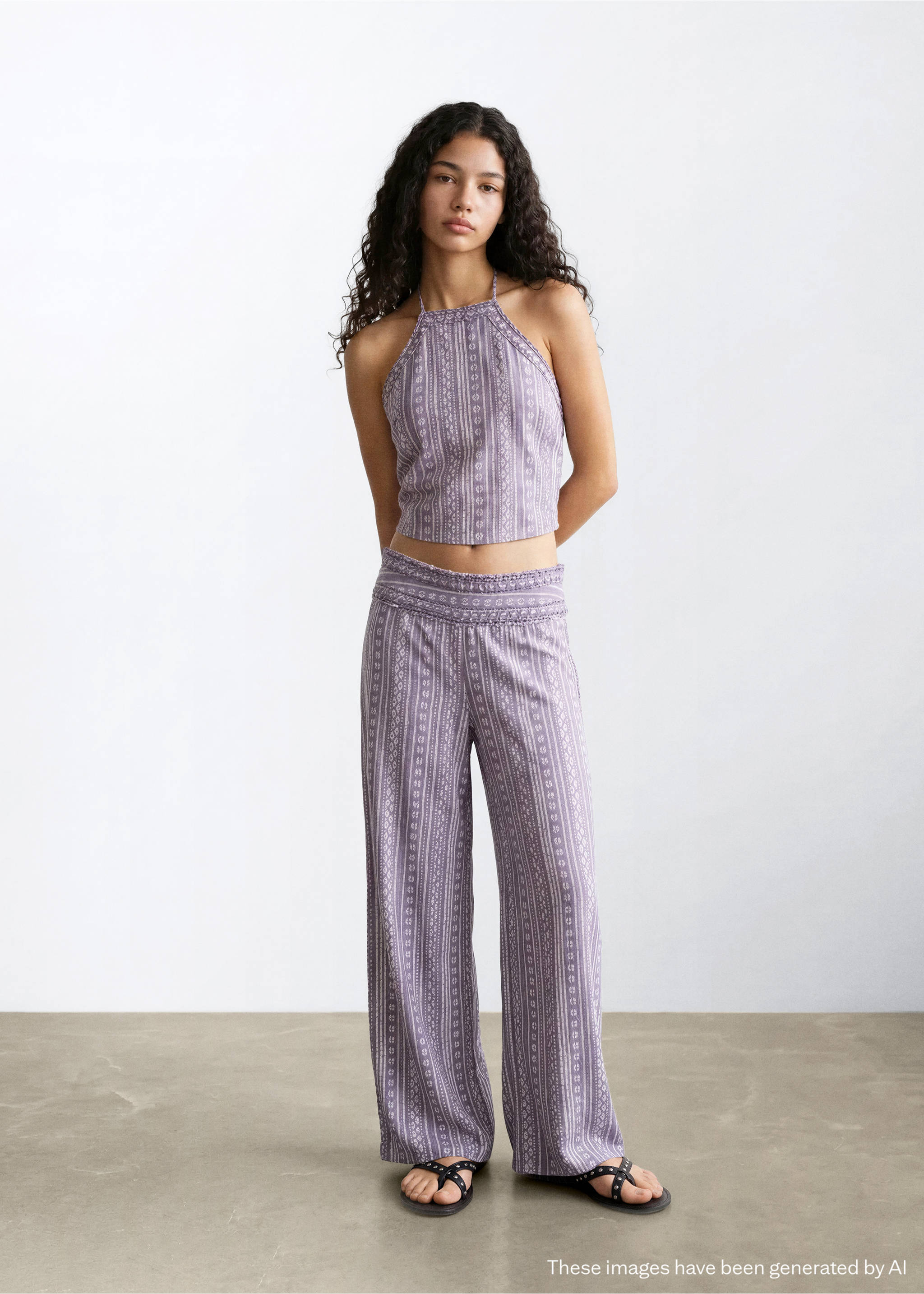 قميص مكشوف الظهر بحمالة حول العنق - تفاصيل المنتج 1, بيج فاتح. Ref: 27048653-00.