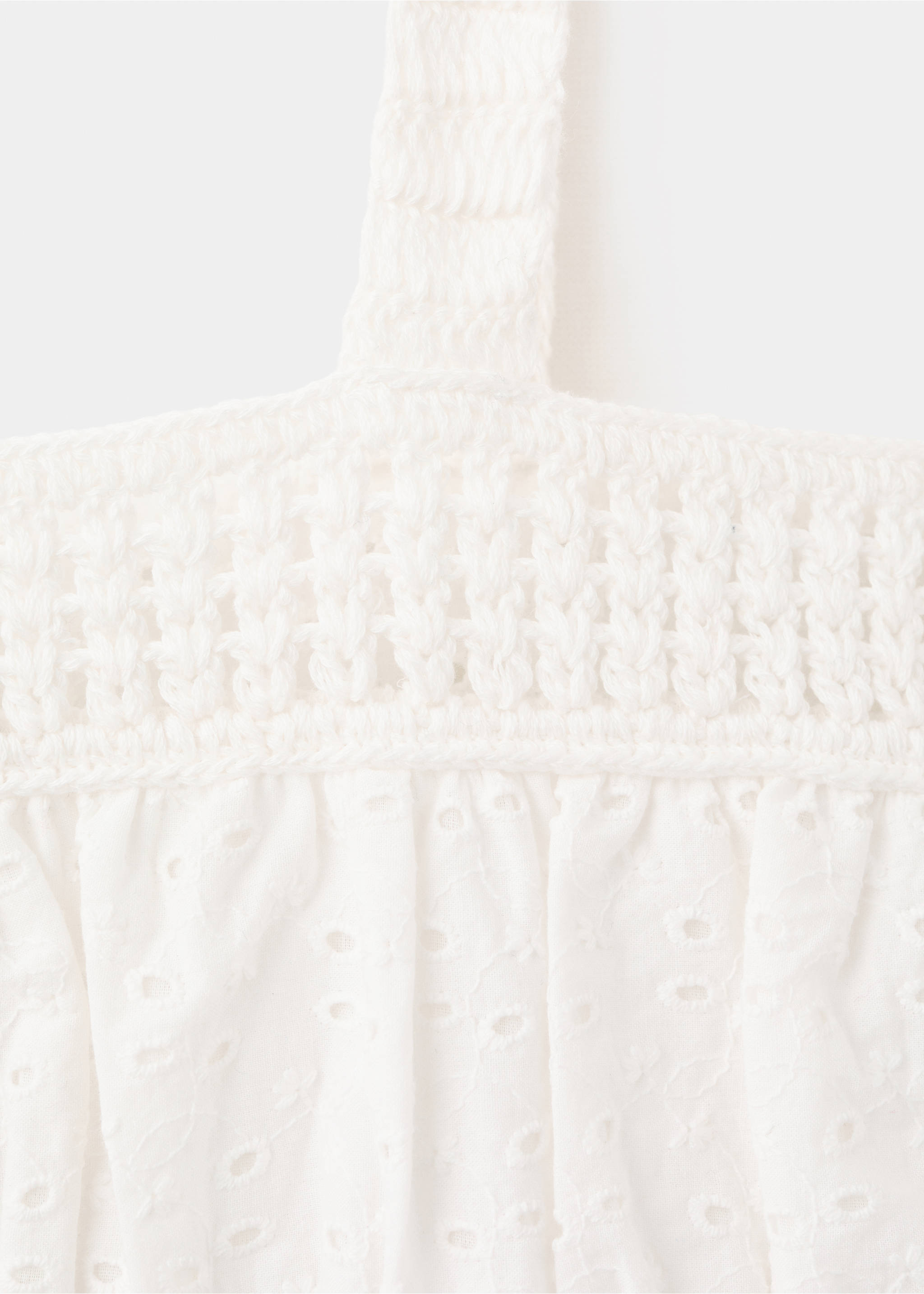 Crochet top with embroidered details - Details of the article 0, Off White. Ref: 27048654-00.