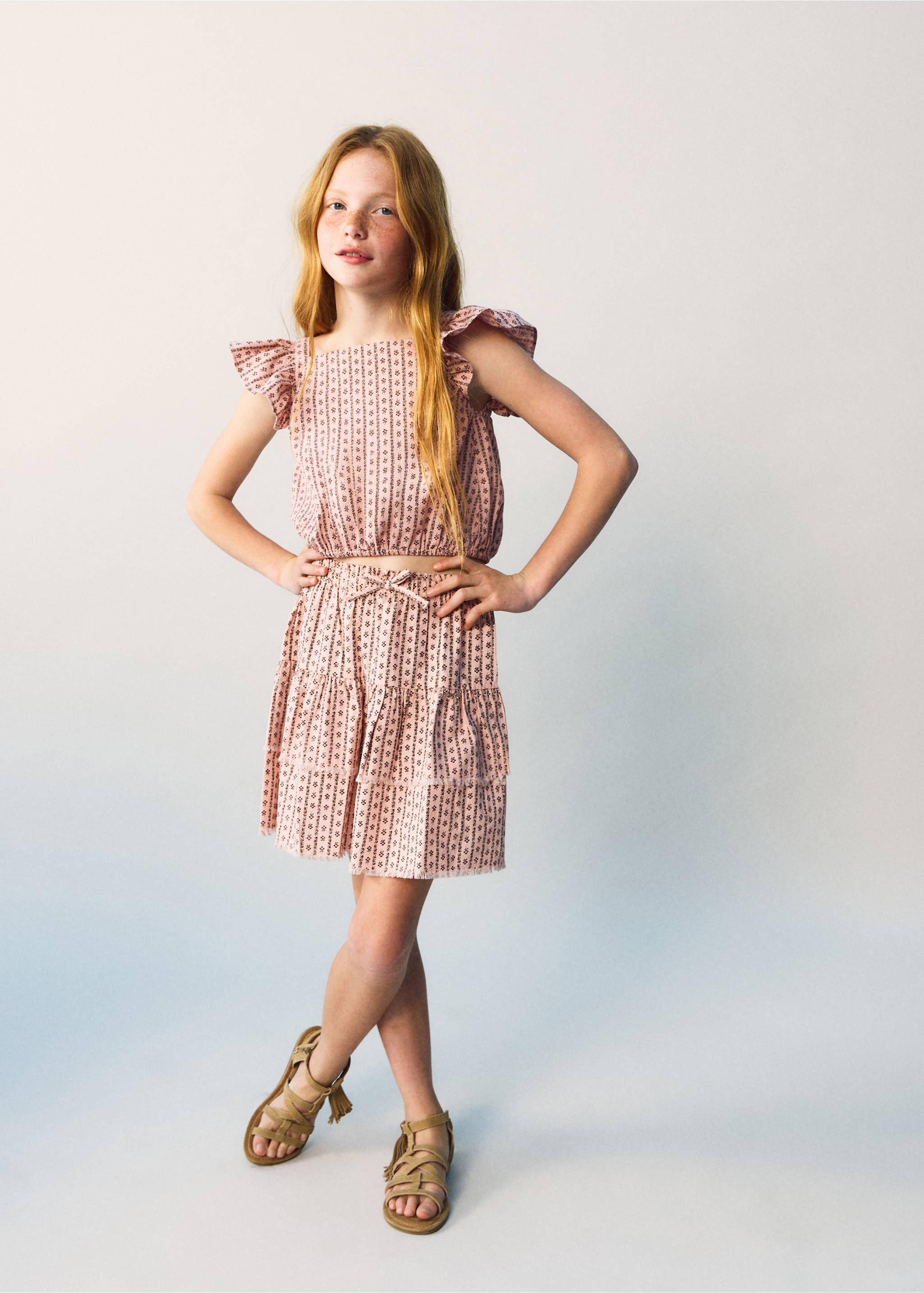 Ruffles printed blouse - General plane, Pink. Ref: 27048656-00.