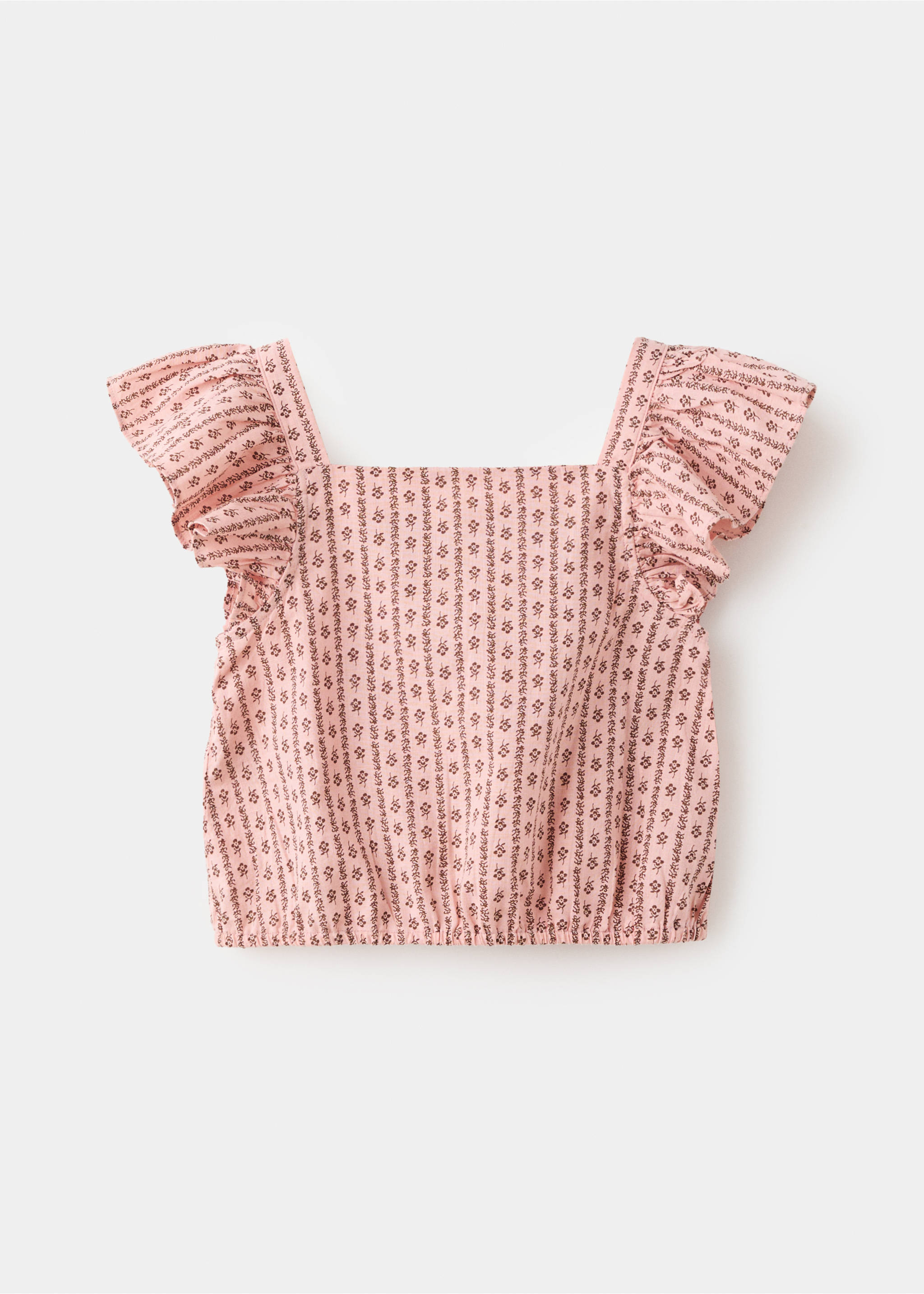 بلوزة مطبوعة بكشكشة - منتج دون نموذج, وردي. Ref: 27048656-00.