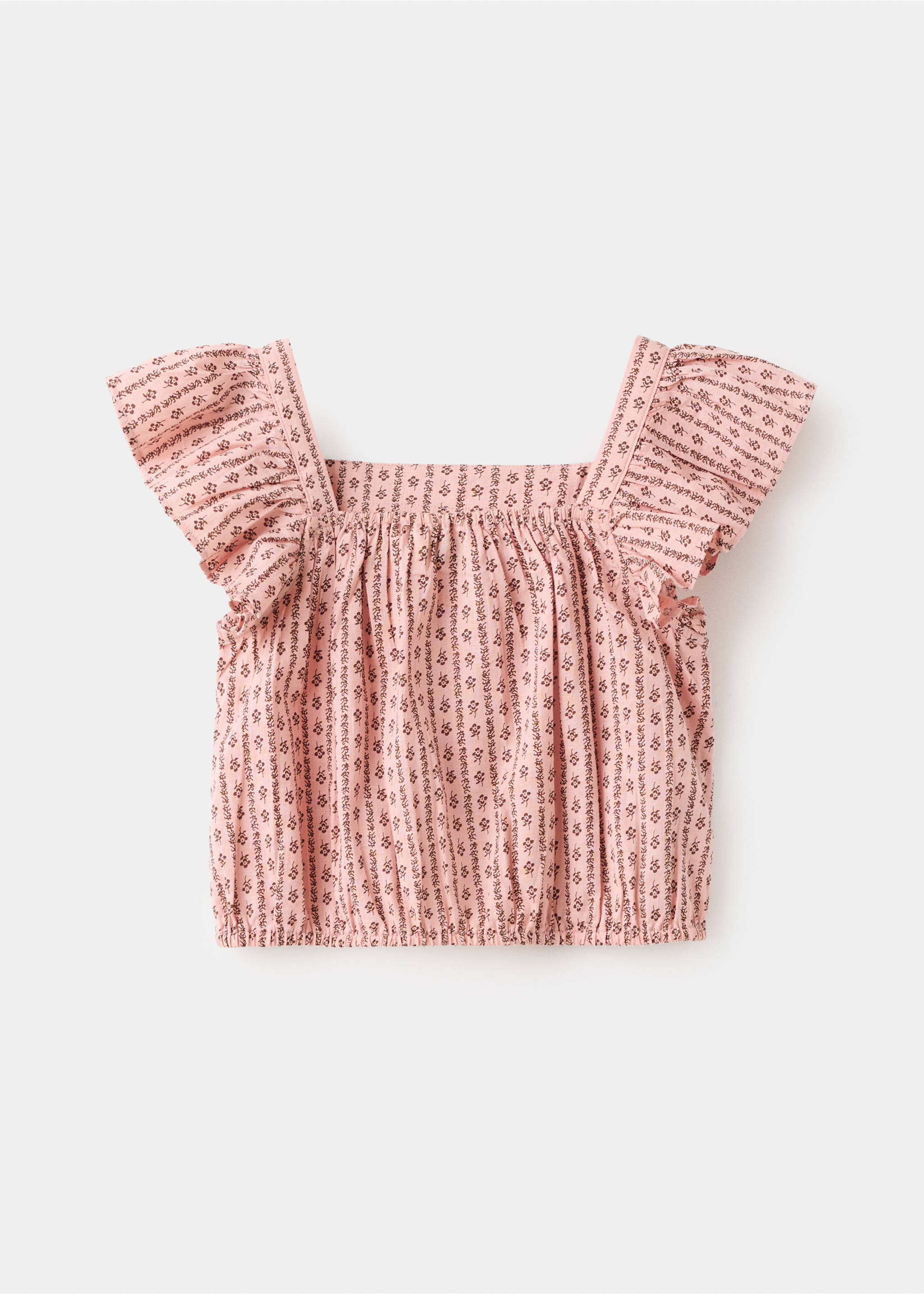 Blouse imprimée à volants - Verso de l’article, Rose. Ref: 27048656-00.