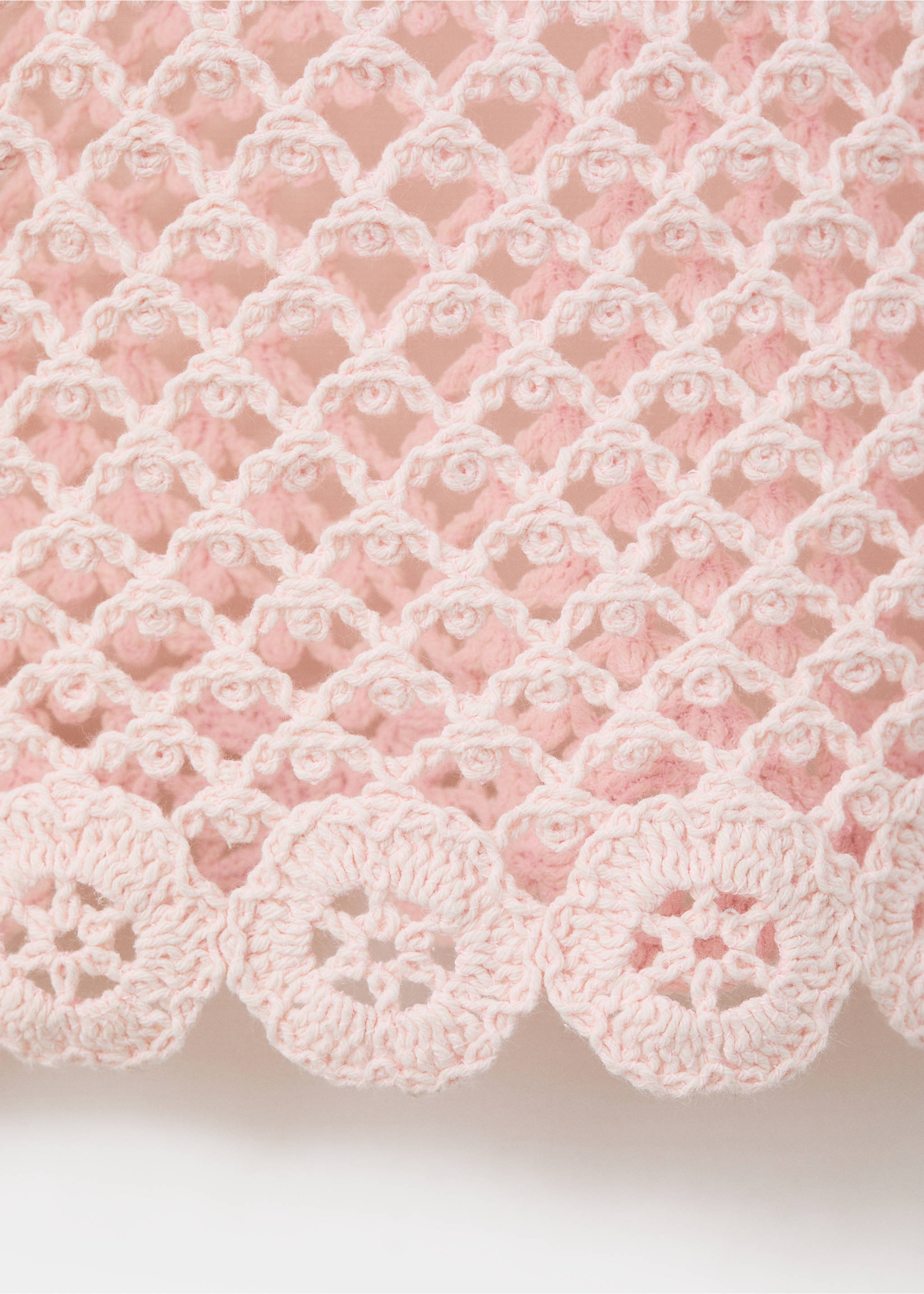 Crochet short dress - Details of the article 8, Pastel Pink. Ref: 27048659-00.
